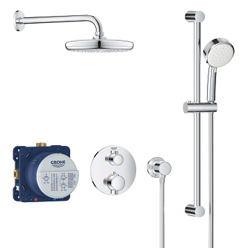 Grohtherm Shower System W/Showerhead and Hand Shower In StarLight Chrome