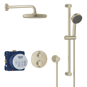 Grohtherm Shower System W/Showerhead and Hand Shower In Brushed Nickel Infinity Finish