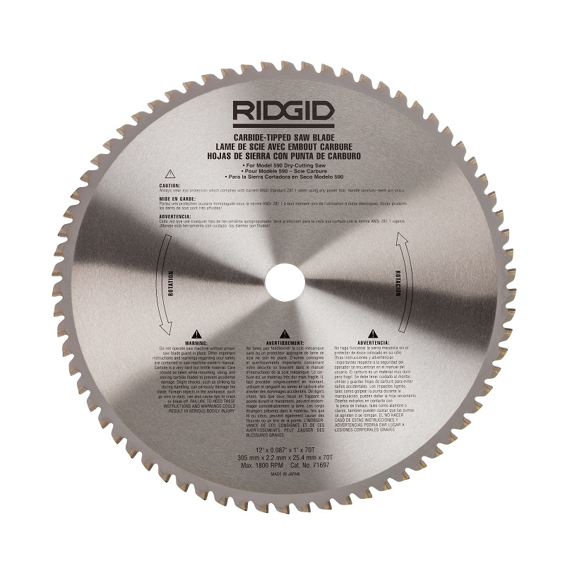Saw Blade 12" 60 Tooth Carbide-Tipped for Dry Cut Saws 