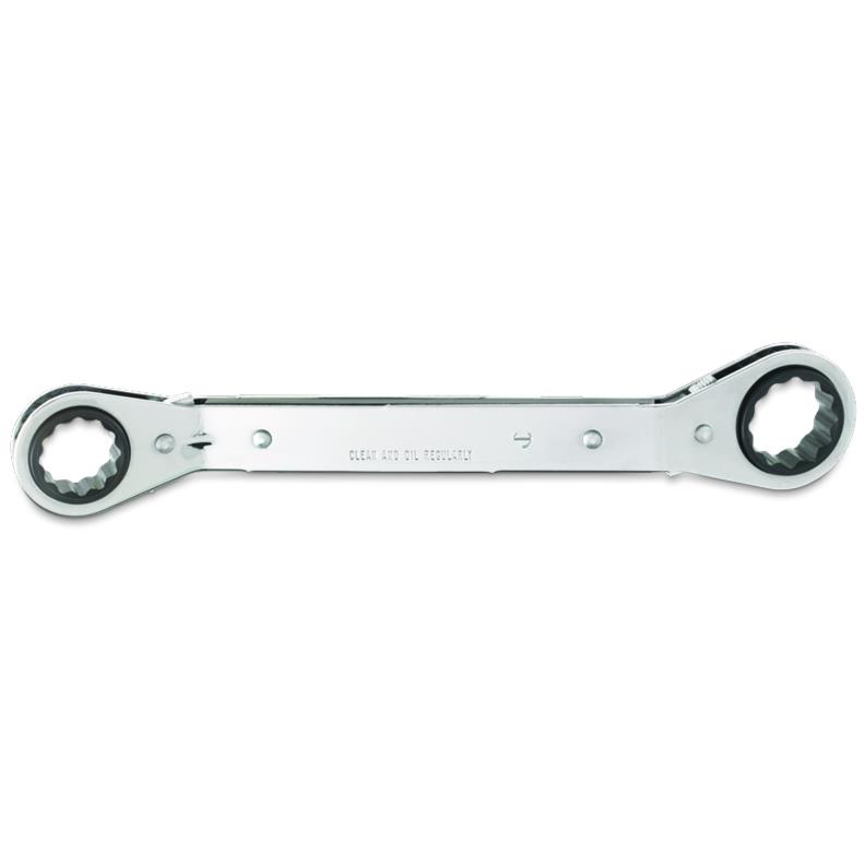 Double Box Wrench 3/4"X7/8" Offset Reversible Ratcheting 12 Point Full Polish 