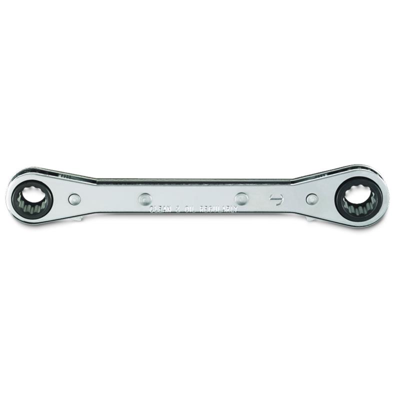 Double Box Wrench 9mmX10mm Reversible Ratcheting 12 Point Metric Full Polish 