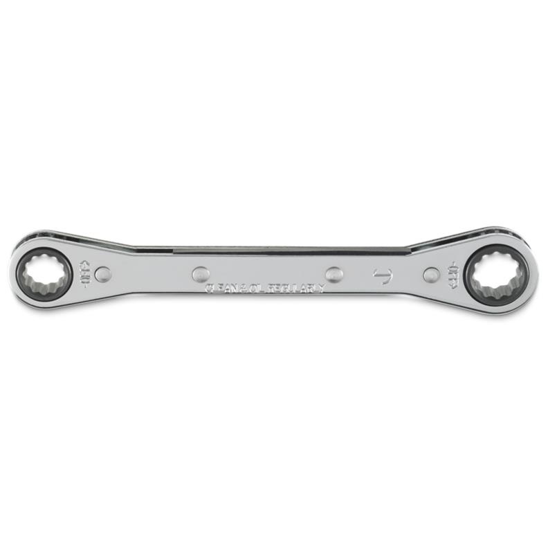 Double Box Wrench 3/8"X7/16" Ratcheting 12 Point Full Polish 