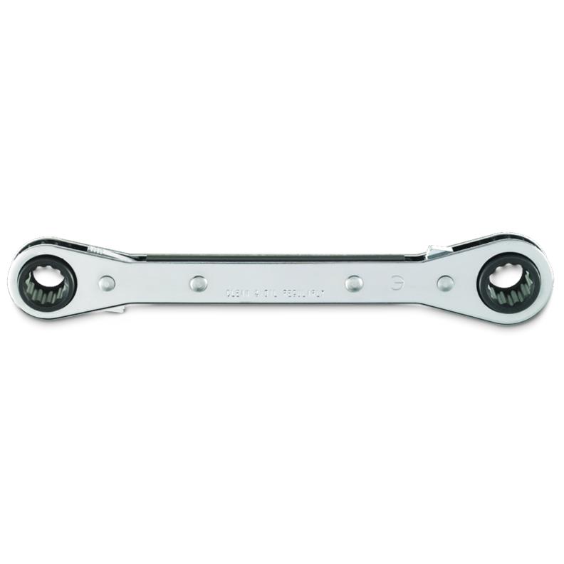 Double Box Wrench 11mmX12mm Reversible Ratcheting 12 Point Metric Full Polish 