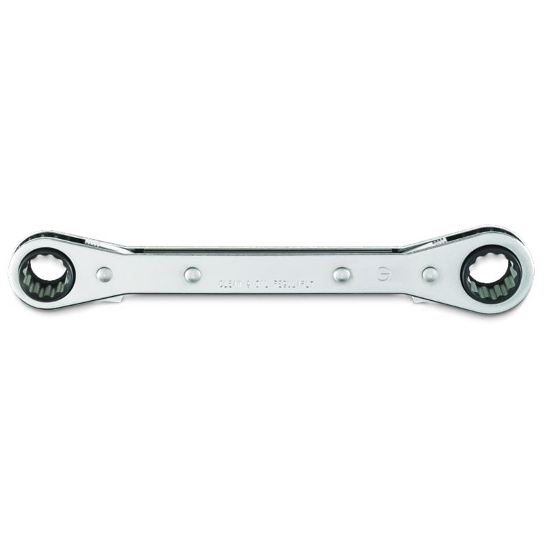 Double Box Wrench 13mmX14mm Reversible Ratcheting 12 Point Metric Full Polish 