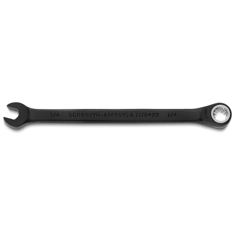 Combination Wrench 1/4" Non-Reversible Ratcheting Spline Black Chrome 