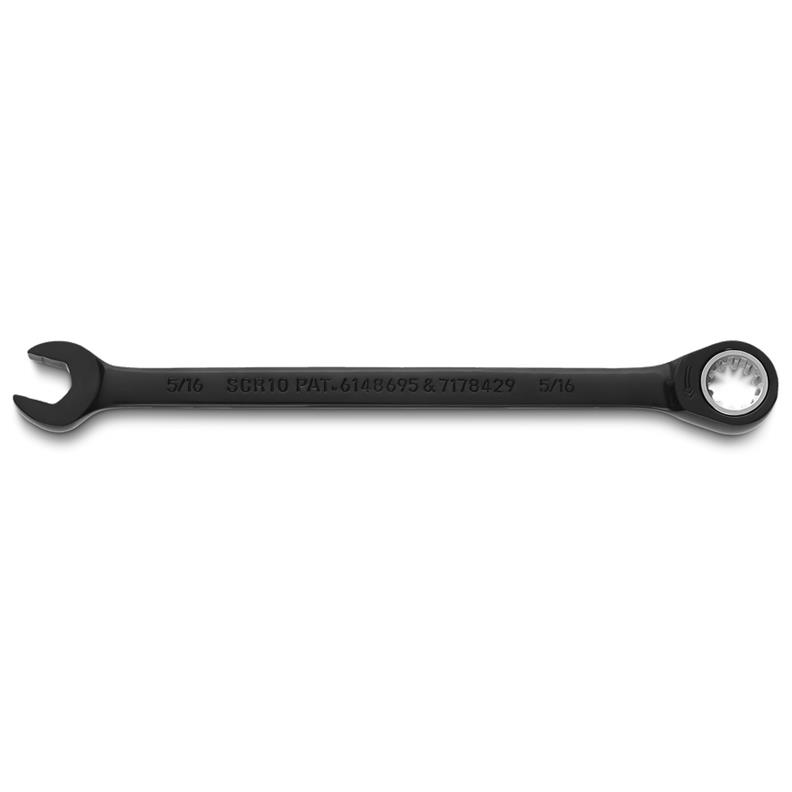 Combination Wrench 5/16" Non-Reversible Ratcheting Spline Black Chrome 