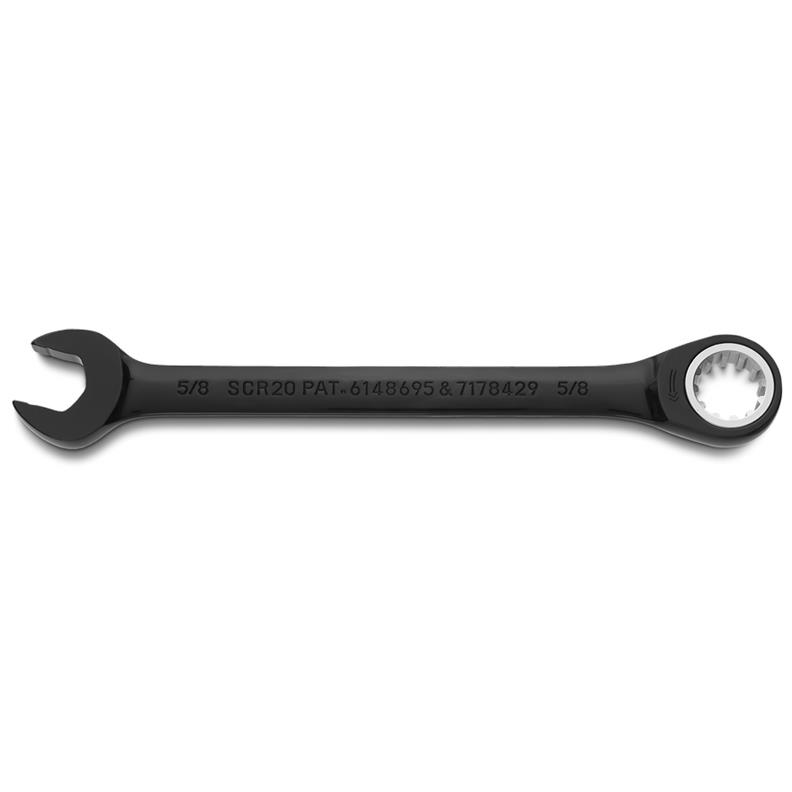 Combination Wrench 5/8" Non-Reversible Ratcheting Spline Black Chrome 