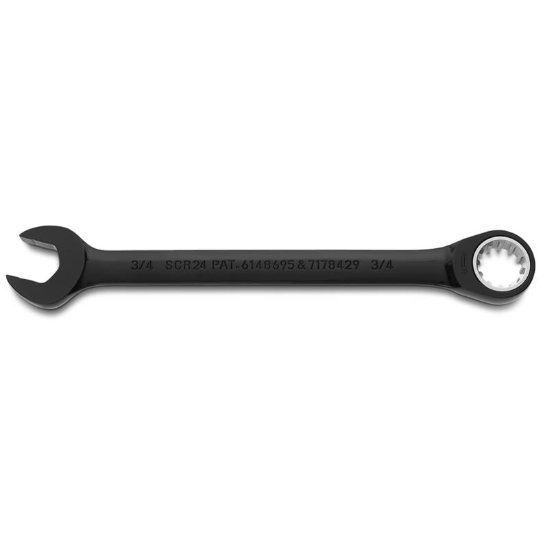 Combination Wrench 3/4" Non-Reversible Ratcheting Spline Black Chrome 