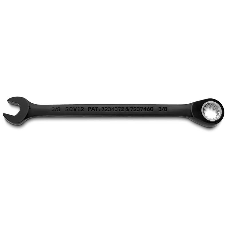 Combination Wrench 3/8" Reversible Ratcheting Spline Black Chrome