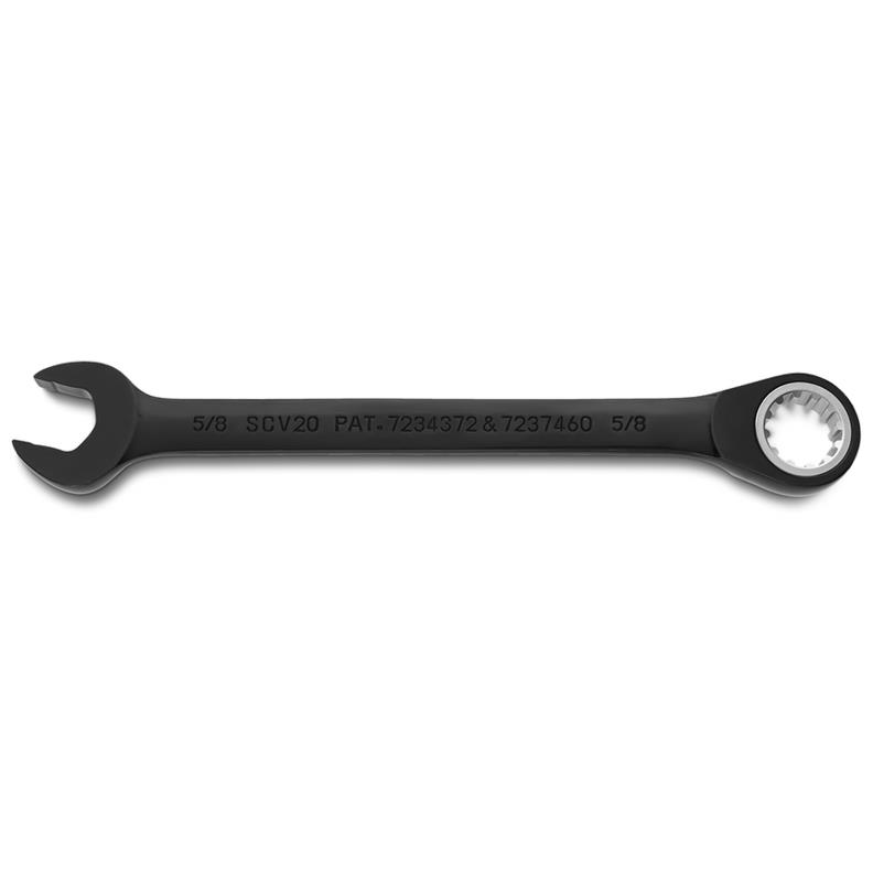 Combination Wrench 5/8" Reversible Ratcheting Spline Black Chrome