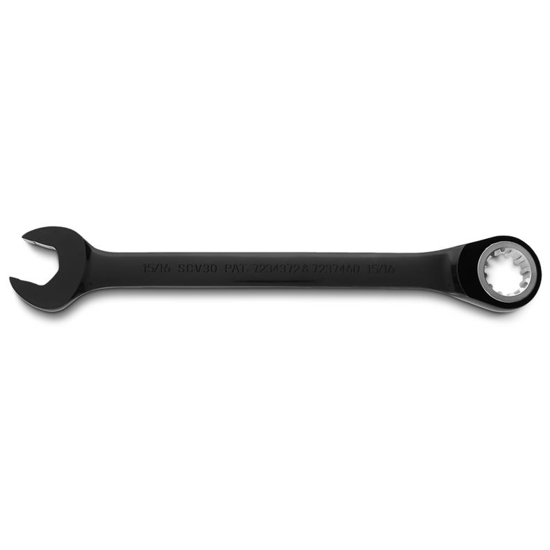 Combination Wrench 15/16" Reversible Ratcheting Spline Black Chrome