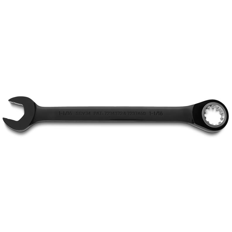 Combination Wrench 1-1/16" Reversible Ratcheting Spline Black Chrome