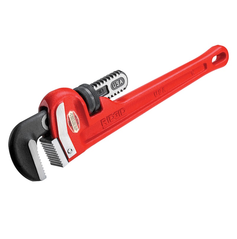 Heavy-Duty Straight Pipe Wrench 14" 2" Pipe Capacity Model 14 