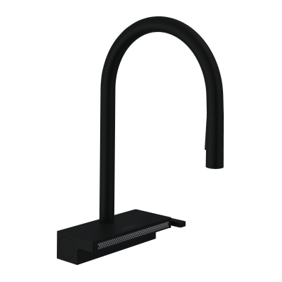 Aquno Select 1 Hole Pull-Down HighArc Kitchen Faucet in Matte Black