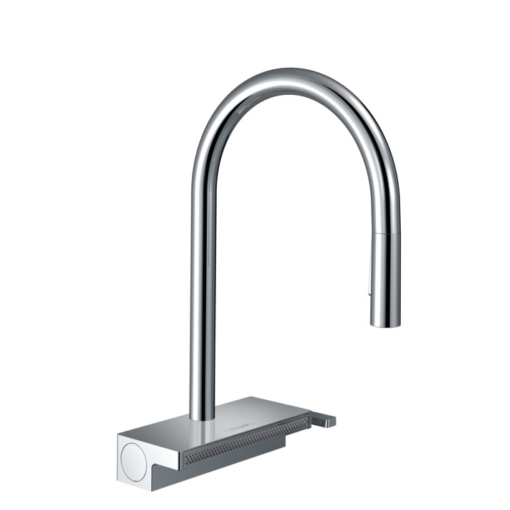 Aquno Select 1 Hole Pull-Down HighArc Kitchen Faucet in Chrome