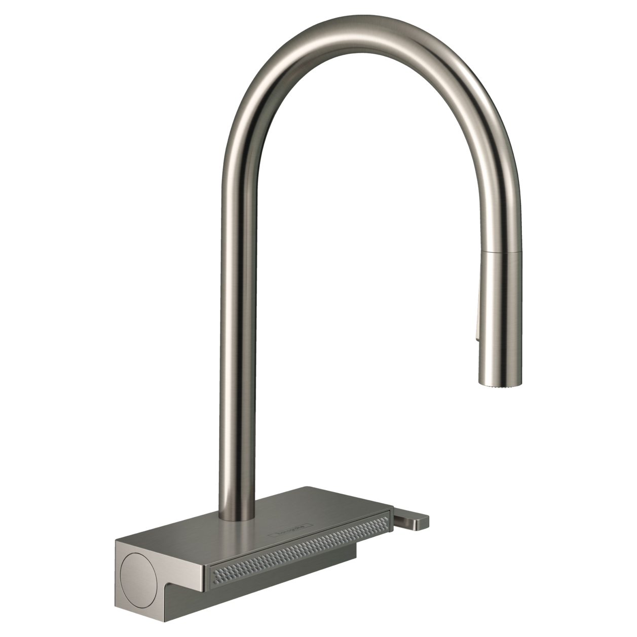 Aquno Select 1 Hole Pull-Down HighArc Kitchen Faucet in Steel Optic