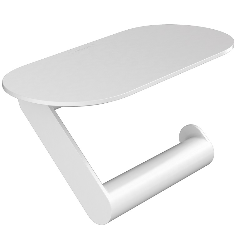 WallStoris Toilet Paper Holder w/Shelf in Matte White