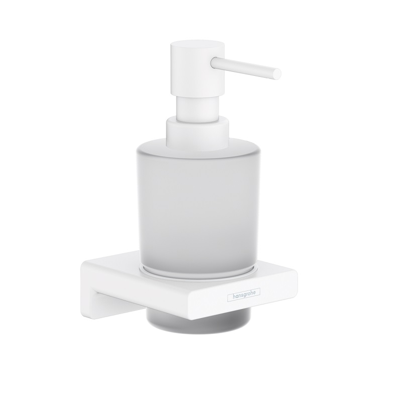 AddStoris Liquid Soap Dispenser w/Holder in Matte White