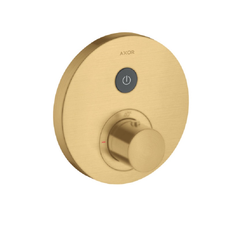 Axor ShowerSelect 1-Func Rnd Thermostatic Trim in Brushed Gold