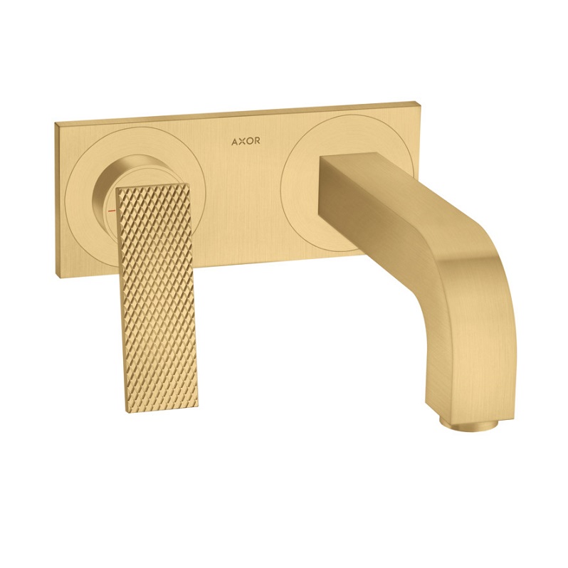 Axor Citterio Rhombic Lav Faucet Trim w/Base Plate in Brush Gold