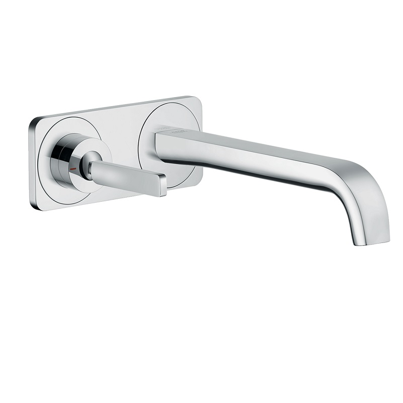 Axor Citterio E Wall Mnt 1-Handle Faucet Trim w/Plate in Chrome, 1.2 gpm