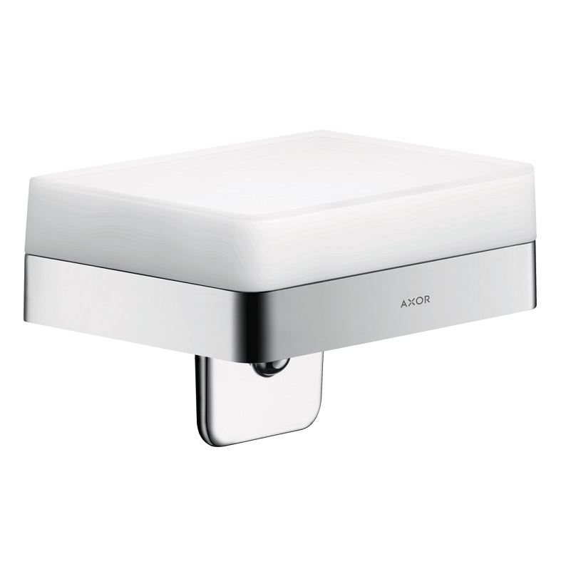 AXOR Universal Softsquare Soap Dispenser w/Shelf in Chrome