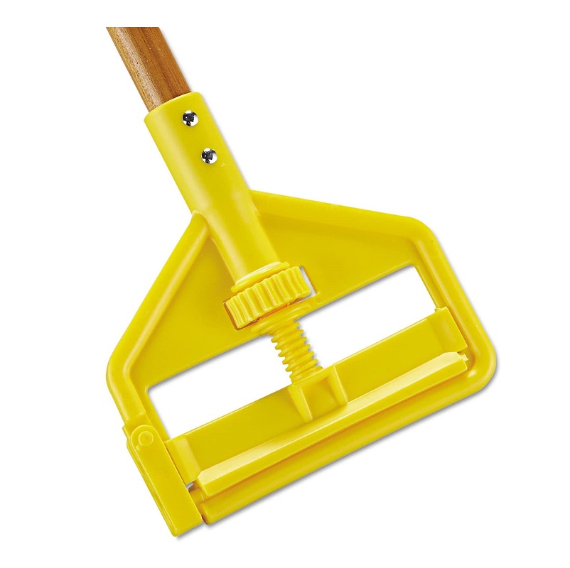 Mop Handle 60" Side Gate Yellow Plastic Head Hardwood Handle