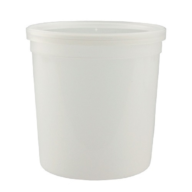 Container (Empty) 16 oz HDPE Plastic Natural Round with Lid 