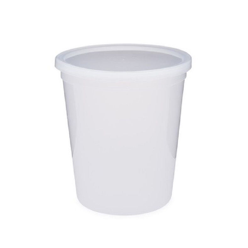Container (Empty) 32 oz HDPE Plastic Natural Round with Lid 