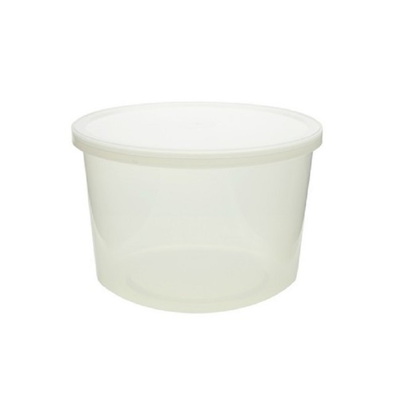 Container (Empty) 64 oz Polypropylene Plastic Natural Round with Lid 