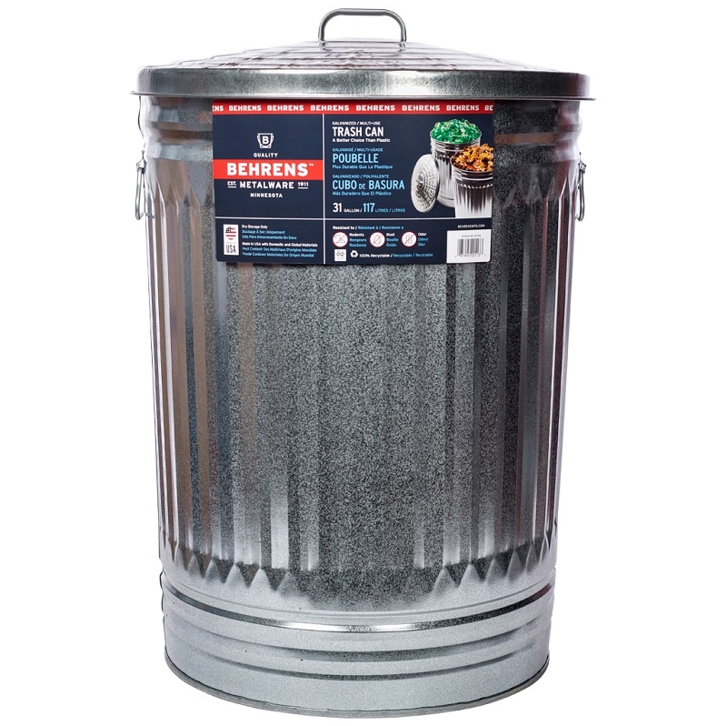 Can 31 Gal Galvanized Garbage with Lid 