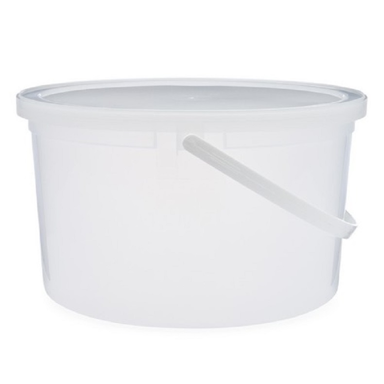 Pail 128 oz (1Gal) Round Poly Natural with Handle Snap-Lock 