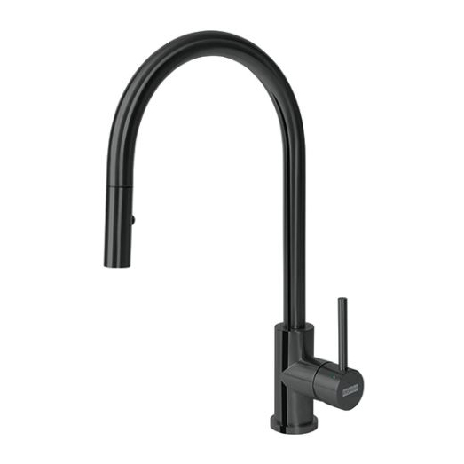 Cube Single Hole Pull-Down Kitchen Faucet in Black Stainless