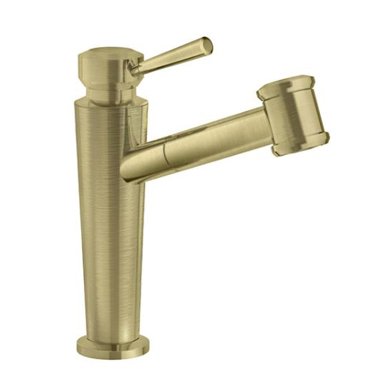 Absinthe Single Hole Pull-Down Kitchen Faucet in Satin Brass