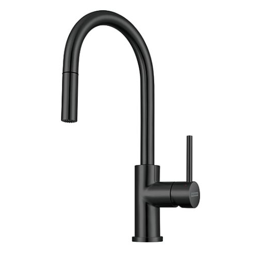 Cube Single Hole Pull-Down Prep Faucet in Black Stainless