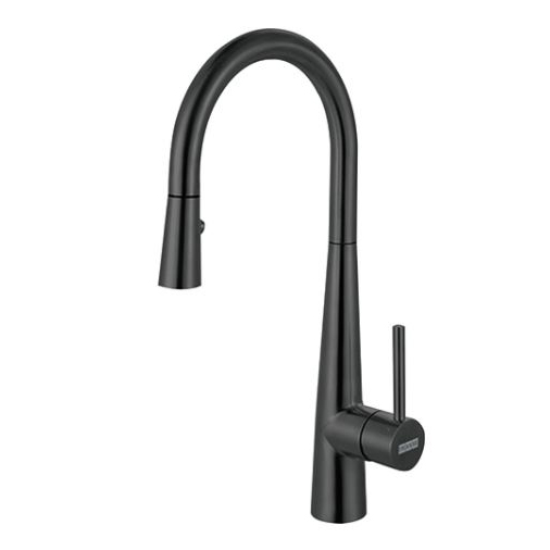Steel Single Hole Pull-Down Prep Faucet in Black Stainless