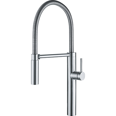 Pescara Single Hole Pullout Kitchen Faucet in Stainless Steel