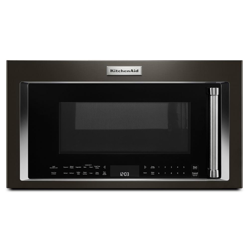 KitchenAid 1000W Convection Microwave Hood Combo in Black Stainless