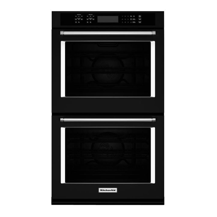 KitchenAid 30" Double Wall Oven w/Even-Heat Convection in Black