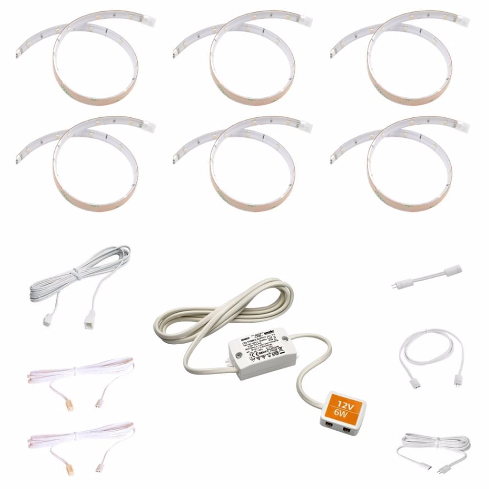 Flexible LED Strip Light Kit 11.81" Cool White 6 Pack