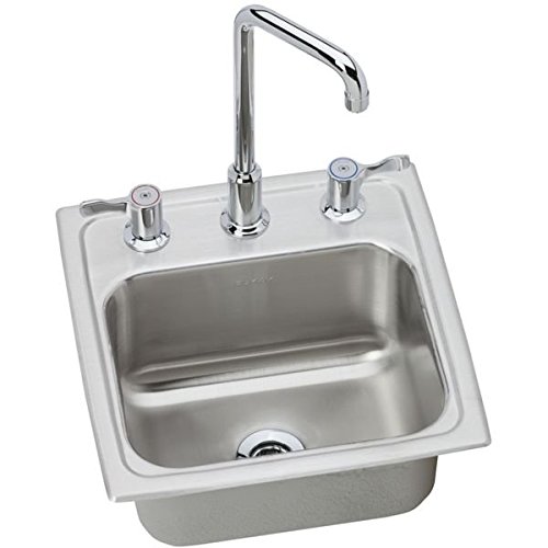 Lustertone Classic 15x15x7-1/8" SS Drop-In Bar Sink/Fct Kit