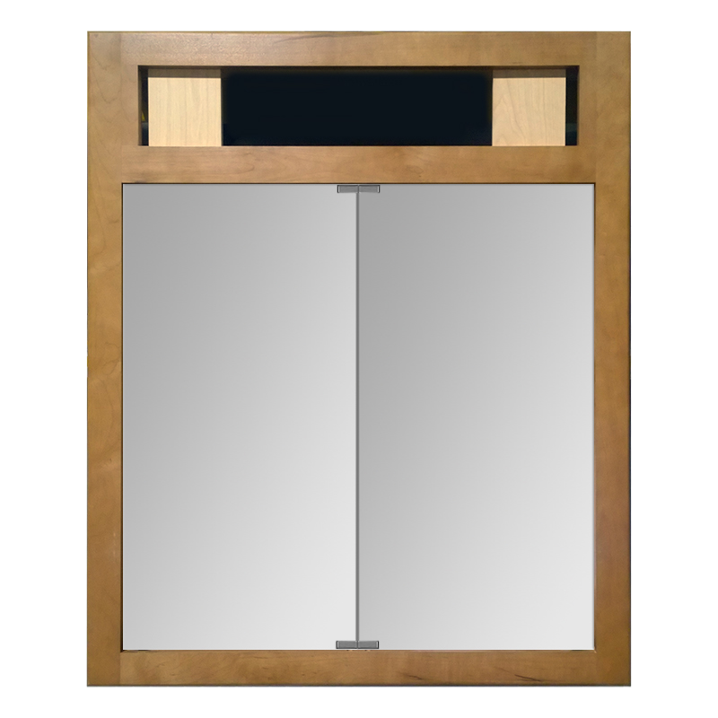 Medicine Cabinet Bi-View w/Lights 30x36 Maple Honey/Satin Nickel