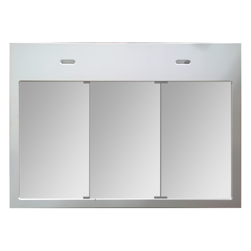 Medicine Cabinet Tri-View w/Lights Maple Honey/Satin Nickel