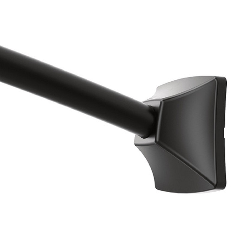 Adjustable-Length Curved Shower Rod in Matte Black