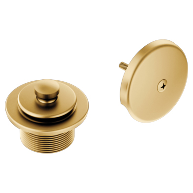 Tub & Shower Drain Covers w/Push-N-Lock Trim Kit in Brushed Gold