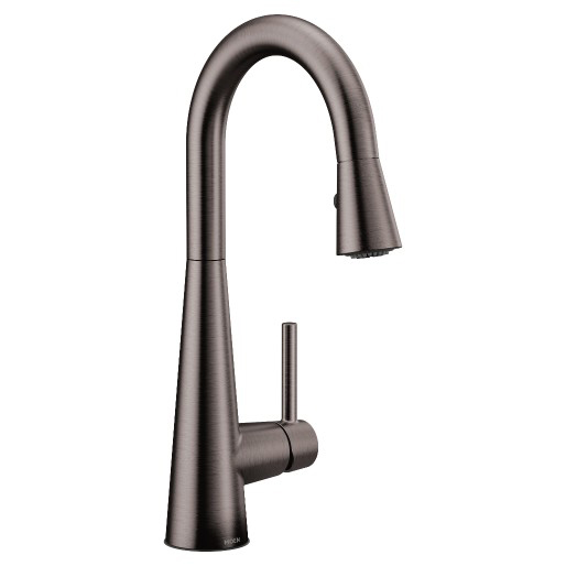 Sleek Black Stainless One Hole High Arc Pull Down Bar Faucet