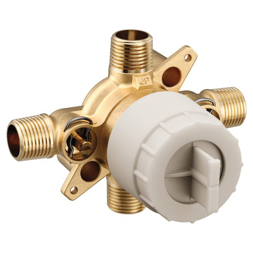 M-CORE 4-Port Rough-In Valve, 1/2" CC/IPS Inlets/Shower Outlet, 1/2" CC/IPS Tub Outlet w/1/4 Turn Stops