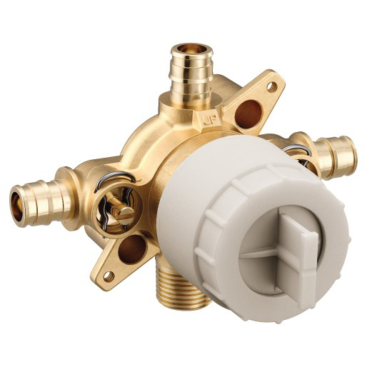 M-CORE 4-Port Rough-In Valve, 1/2" Cold Expansion PEX Inlets/Shower Outlet, 1/2" CC/IPS Tub Outlet w/1/4 Turn Stops