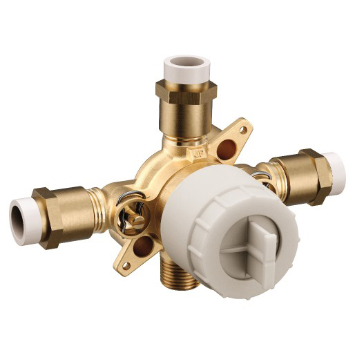 M-CORE 4-Port Rough-In Valve, 1/2" CPVC Inlets/Shower Outlet, 1/2" CC/IPS Tub Outlet w/1/4Turn Stops