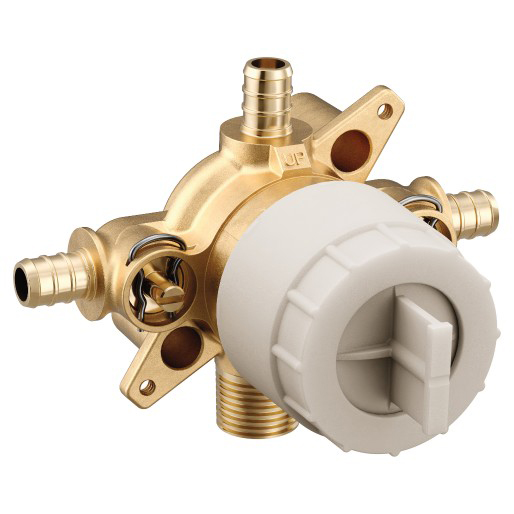 M-CORE 4-Port Rough-In Valve, 1/2" PEX Inlets/Shower Outlet, 1/2" CC/IPS Tub Outlet w/1/4Turn Stops